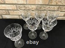 Set 6 Galway Kylemore Wine Water Goblet Glass Cut Crystal Stemware Ireland 7