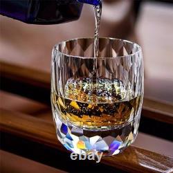 Set Of 2 Crystal Glass Whiskey Glass Old Fashioned Glass Cut Clear Diamonds 8oz