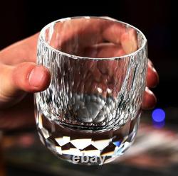 Set Of 2 Crystal Glass Whiskey Glass Old Fashioned Glass Cut Clear Diamonds 8oz