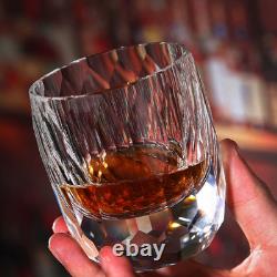 Set Of 2 Crystal Glass Whiskey Glass Old Fashioned Glass Cut Clear Diamonds 8oz