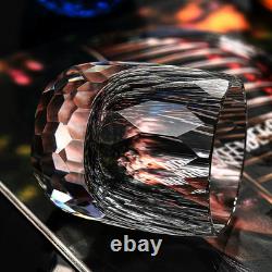 Set Of 2 Crystal Glass Whiskey Glass Old Fashioned Glass Cut Clear Diamonds 8oz