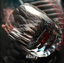 Set Of 2 Crystal Glass Whiskey Glass Old Fashioned Glass Cut Clear Diamonds 8oz