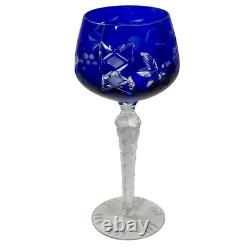 Set Of 3 Vintage Bohemian Cut Lead Crystal Clear Wine Stem Glass 7 7/8