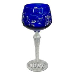 Set Of 3 Vintage Bohemian Cut Lead Crystal Clear Wine Stem Glass 7 7/8