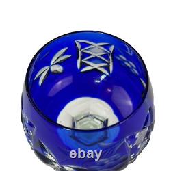 Set Of 3 Vintage Bohemian Cut Lead Crystal Clear Wine Stem Glass 7 7/8