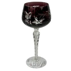 Set Of 3 Vintage Bohemian Cut Lead Crystal Clear Wine Stem Glass 7 7/8