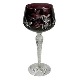 Set Of 3 Vintage Bohemian Cut Lead Crystal Clear Wine Stem Glass 7 7/8