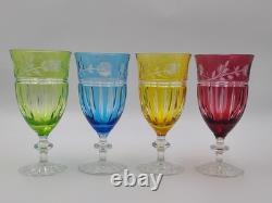 Set Of 4 AJKA Crystal Cut to Clear Iced Tea Water Goblets Glasses Proinnseas