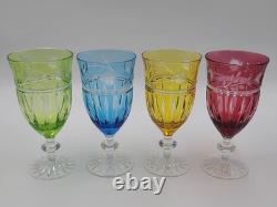 Set Of 4 AJKA Crystal Cut to Clear Iced Tea Water Goblets Glasses Proinnseas