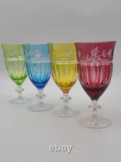 Set Of 4 AJKA Crystal Cut to Clear Iced Tea Water Goblets Glasses Proinnseas