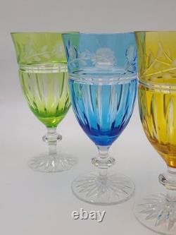 Set Of 4 AJKA Crystal Cut to Clear Iced Tea Water Goblets Glasses Proinnseas