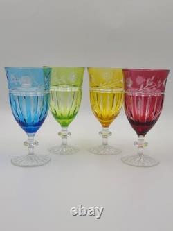 Set Of 4 AJKA Crystal Cut to Clear Iced Tea Water Goblets Glasses Proinnseas
