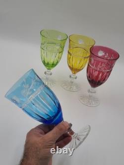 Set Of 4 AJKA Crystal Cut to Clear Iced Tea Water Goblets Glasses Proinnseas