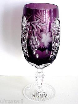Set Of 4 Marsala Amethyst Cased Cut To Clear Crystal Iced Beverage Store Closing