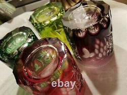 Set Of 4 Nachtmann/ajka Traube Cut To Clear Crystal Multicolor Dof Glasses -mint