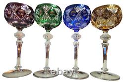 Set Of 4 Vintage Nachtmann Bleikristall Cut To Clear Wine/cordial Glasses