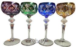 Set Of 4 Vintage Nachtmann Bleikristall Cut To Clear Wine/cordial Glasses