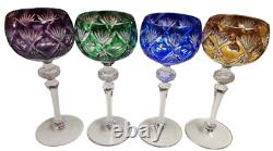 Set Of 4 Vintage Nachtmann Bleikristall Cut To Clear Wine/cordial Glasses