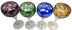 Set Of 4 Vintage Nachtmann Bleikristall Cut To Clear Wine/cordial Glasses