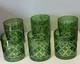 Set Of 6Crystal Emerald Green Cut to Clear VTG Whiskey Bohemian-Style Glasses