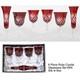 Set Of 6 AFD HOME Ruby Red Cut Crystal Glasses / 2 Wine, 2, Water, & 2 Champagne