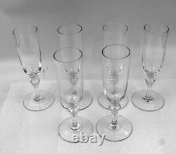 Set Of 6 Baccarat Cut Crystal Champagne Flutes Normandie Made In France