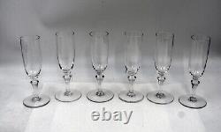 Set Of 6 Baccarat Cut Crystal Champagne Flutes Normandie Made In France