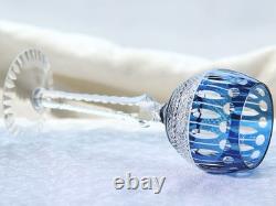 Set Of 6 Colors Wedding Water Wine Goblet Hand Cut Crystal Glasses Stemware