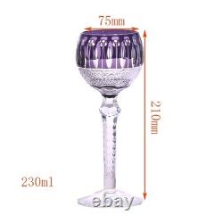 Set Of 6 Colors Wedding Water Wine Goblet Hand Cut Crystal Glasses Stemware
