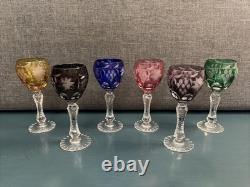 Set Of 6 Nachtmann Traube Cut to Clear Crystal Cordial Glasses Multicolor 5.25