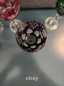 Set Of 6 Nachtmann Traube Cut to Clear Crystal Cordial Glasses Multicolor 5.25