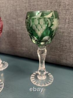 Set Of 6 Nachtmann Traube Cut to Clear Crystal Cordial Glasses Multicolor 5.25