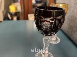 Set Of 6 Nachtmann Traube Cut to Clear Crystal Cordial Glasses Multicolor 5.25