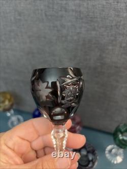 Set Of 6 Nachtmann Traube Cut to Clear Crystal Cordial Glasses Multicolor 5.25