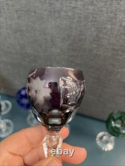 Set Of 6 Nachtmann Traube Cut to Clear Crystal Cordial Glasses Multicolor 5.25