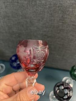 Set Of 6 Nachtmann Traube Cut to Clear Crystal Cordial Glasses Multicolor 5.25