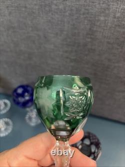 Set Of 6 Nachtmann Traube Cut to Clear Crystal Cordial Glasses Multicolor 5.25