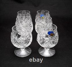 Set Of 6 Russian Cut Crystal Snifter Glasses 5 Oz, USSR Soviet Cognac Goblet