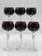 Set Of 6 Vintage Ajka Marsala Ruby Red Cut To Clear Crystal Hock Wine Glass