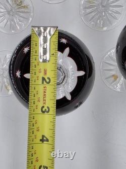 Set Of 6 Vintage Ajka Marsala Ruby Red Cut To Clear Crystal Hock Wine Glass