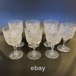 Set Of 7 American Brilliant Cut Glass/crystal Water/Wine Goblets/ Libbey