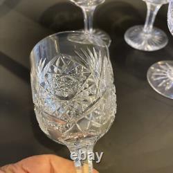 Set Of 7 American Brilliant Cut Glass/crystal Water/Wine Goblets/ Libbey