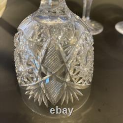 Set Of 7 American Brilliant Cut Glass/crystal Water/Wine Goblets/ Libbey