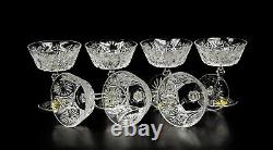 Set Of 7 High Quality Cut Crystal Champagne/Sorbet Stems Glasses. 5 1/8 Height