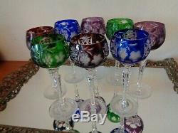 Set Of 8 Ajka Marsala Cut To Clear Crystal Wine Goblet Glasses 8 1/4 Tall