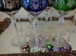 Set Of 8 Ajka Marsala Cut To Clear Crystal Wine Goblet Glasses 8 1/4 Tall