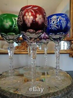 Set Of 8 Ajka Marsala Cut To Clear Crystal Wine Goblet Glasses 8 1/4 Tall