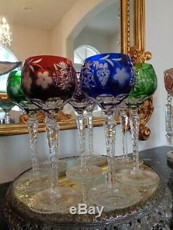 Set Of 8 Ajka Marsala Cut To Clear Crystal Wine Goblet Glasses 8 1/4 Tall