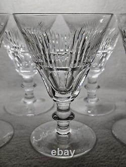 Set Of 8 Signed Waterford Mourne Cut Crystal Wine Goblets 5 1/4 High X 3 5/8