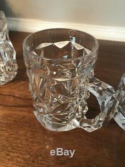 Set Of Four Tiffany & Co Rock Cut Beer Mug Crystal Mugs Unused